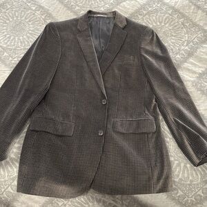 Men’s velvet houndstooth, black and gray blazer